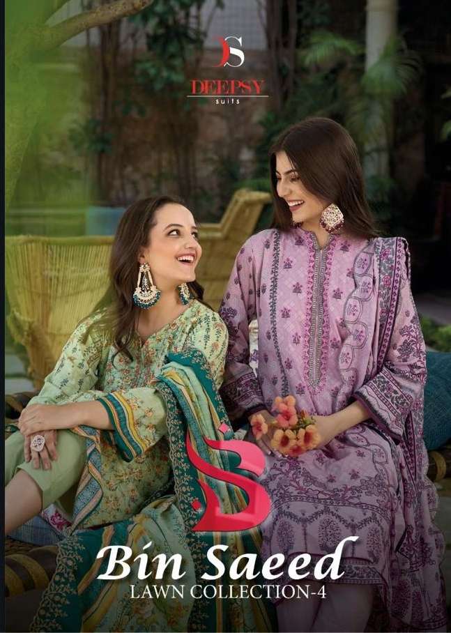 Deepsy Suit Bin Saeed Lawn vol 4 Cotton with printed Pakista...
