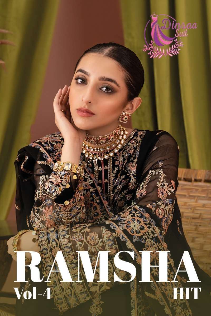 Dinsaa Suits Ramsha Hit vol 4 Georgette with Embroidery desi...