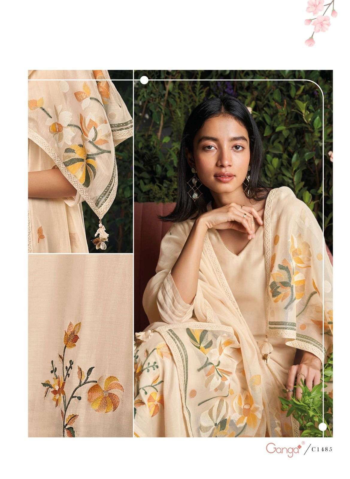 Ganga Fashion Cyar silk with heavy handwork designer Dress m...