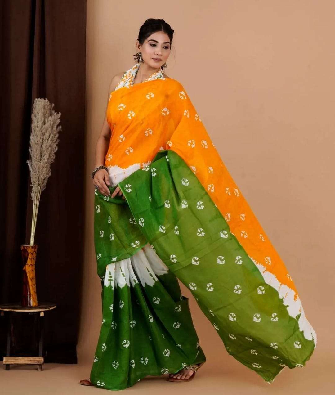 Republic day special Cotton with 3colors saree collection
