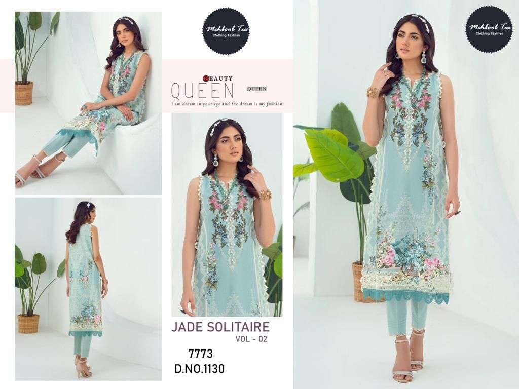 JADE SOLITAIRE vol 2 1130 Cotton with Printed Sky blue color...