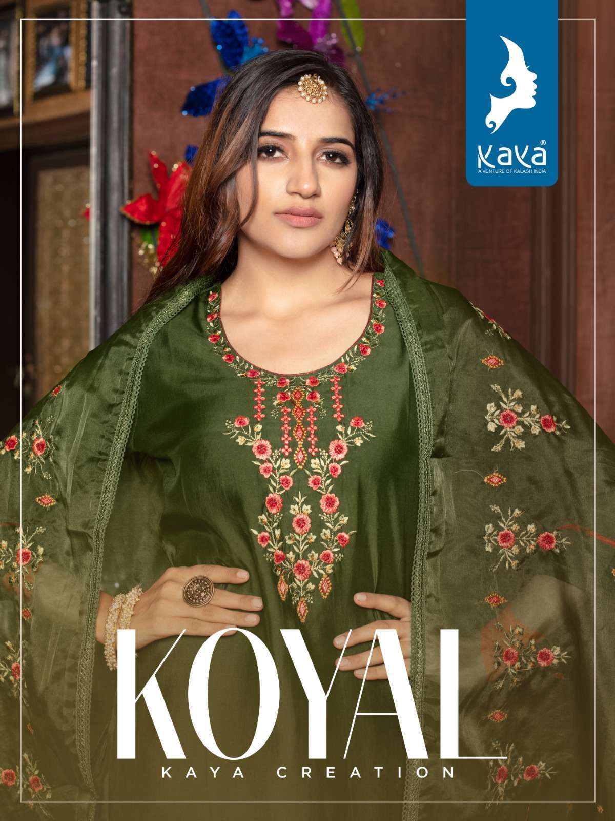 Kaya Present Koyal Roman silk with fancy hanwork designer Re...