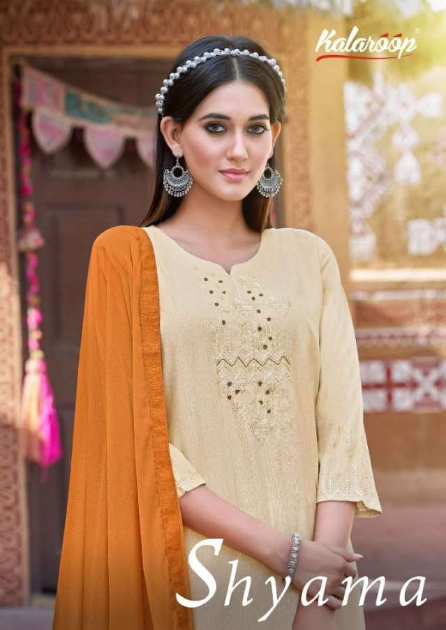Kessi Fabrics Kalaroop Shyama Rayon with Fancy EMbroidery wo...