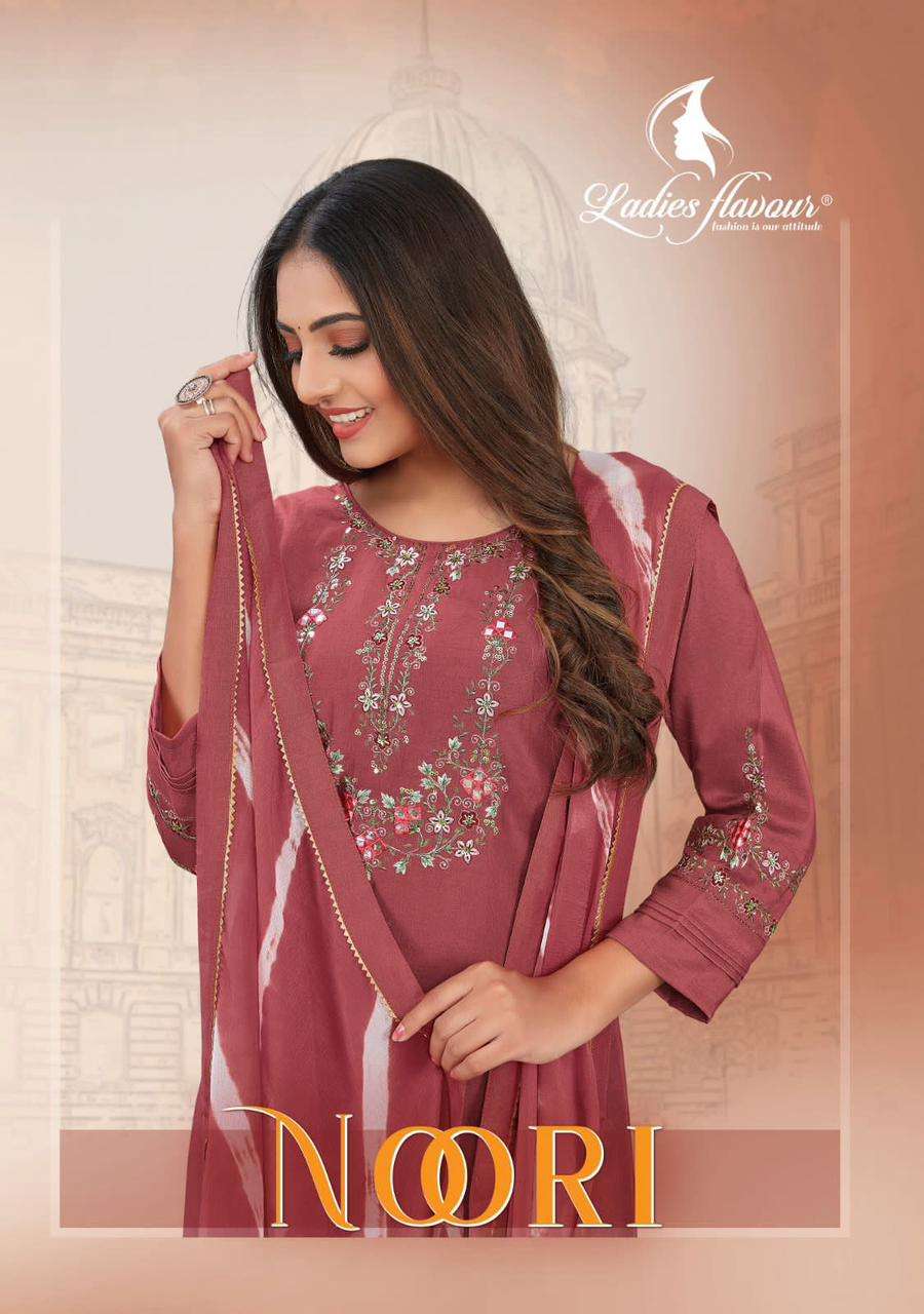 LADIES FLAVOUR NOORI HEAVY CHINON WITH EMBROIDERY READYMADE ...