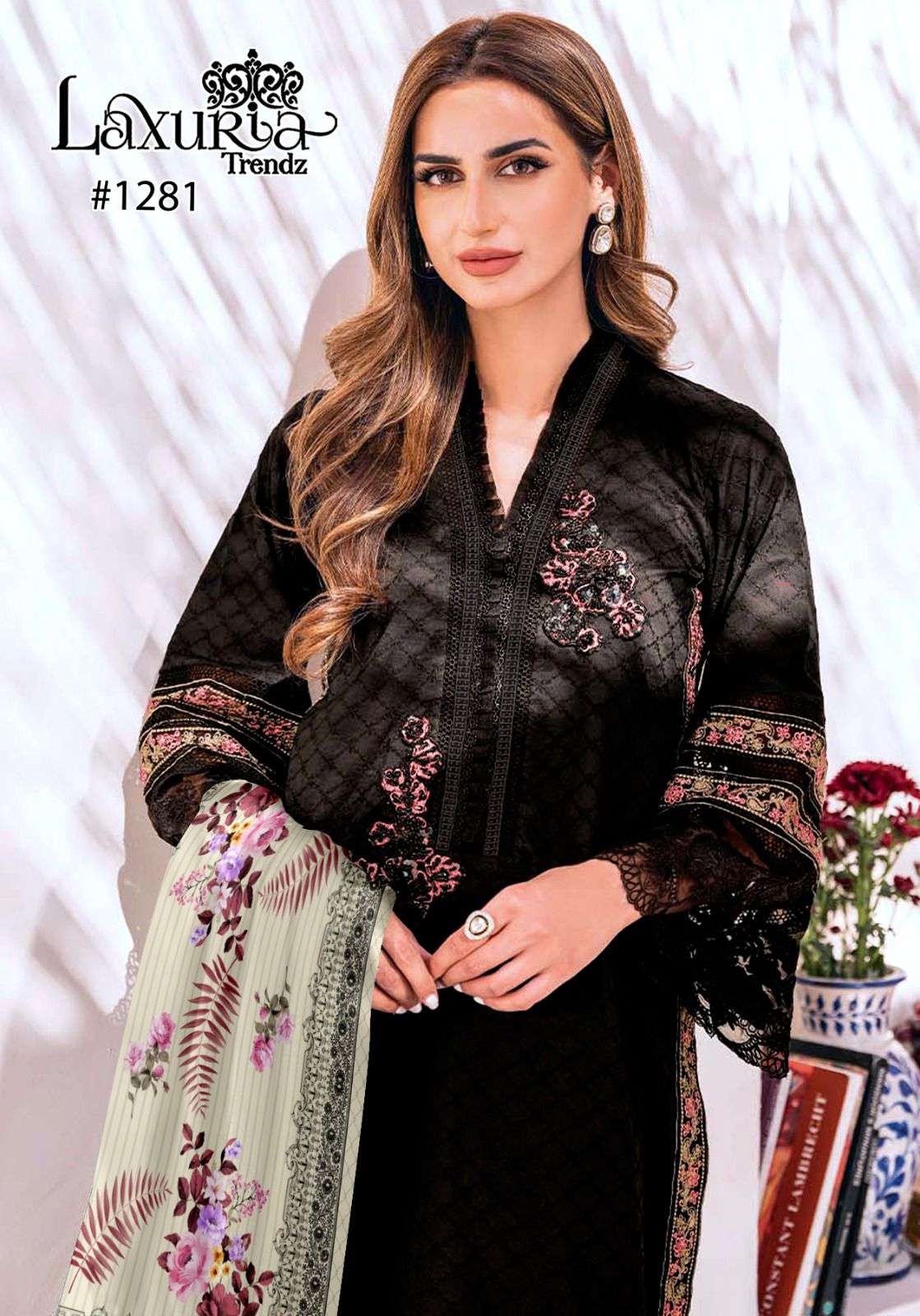   Laxuria Trendz 1281 Georgette with Embroidery work Black c...