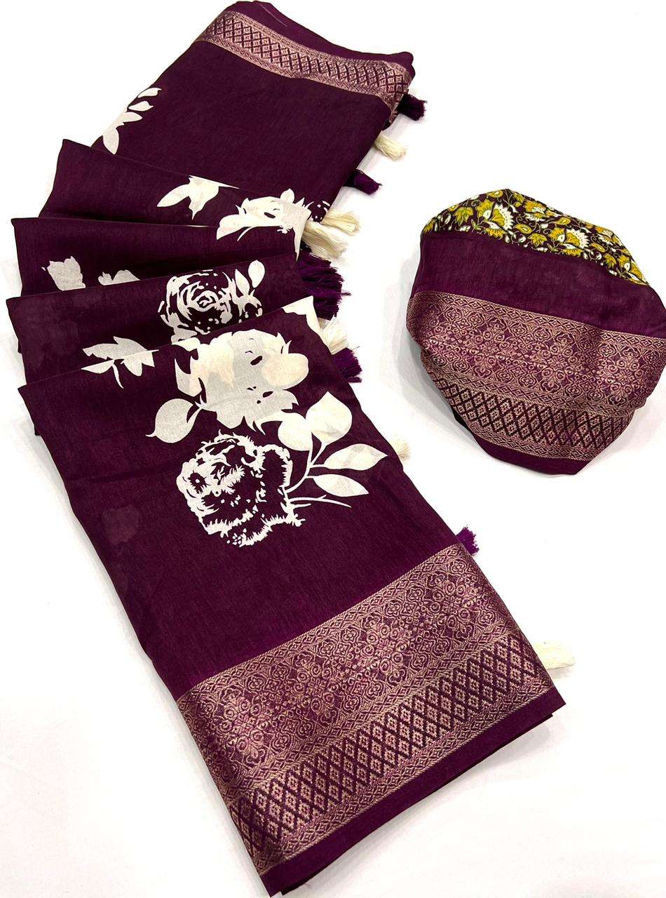 Lt fabrics Kashvi creation Amora Dola silk with FLower Print...