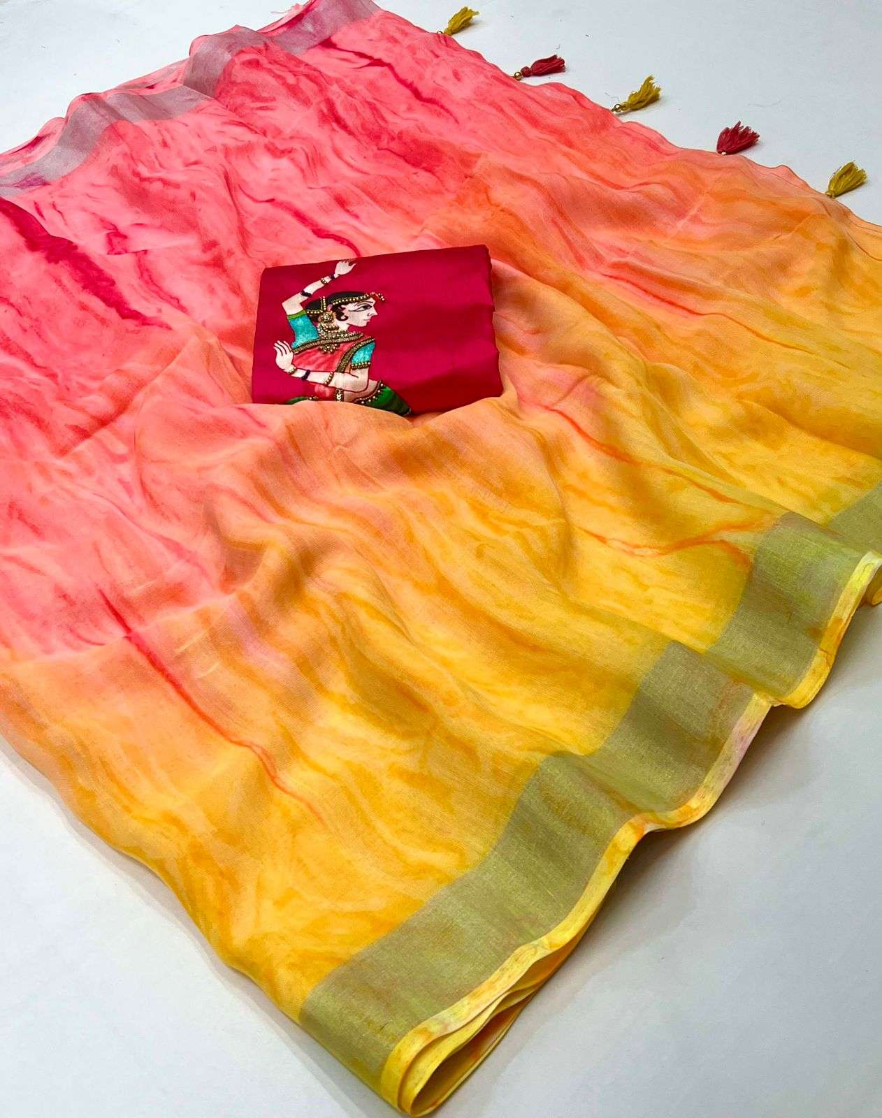 Lt fabrics kashvi creation LATAA Linen with Printed with Han...