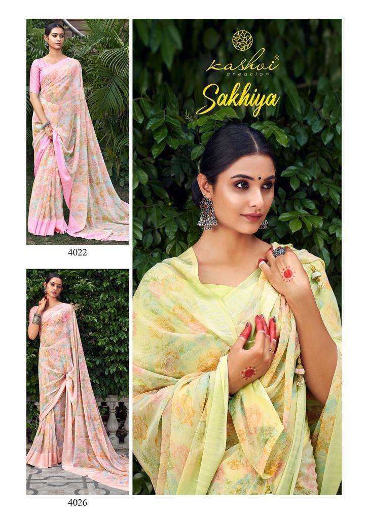 Lt fabrics Kashvi creation Sakhiya Georgette with Printed Sa...