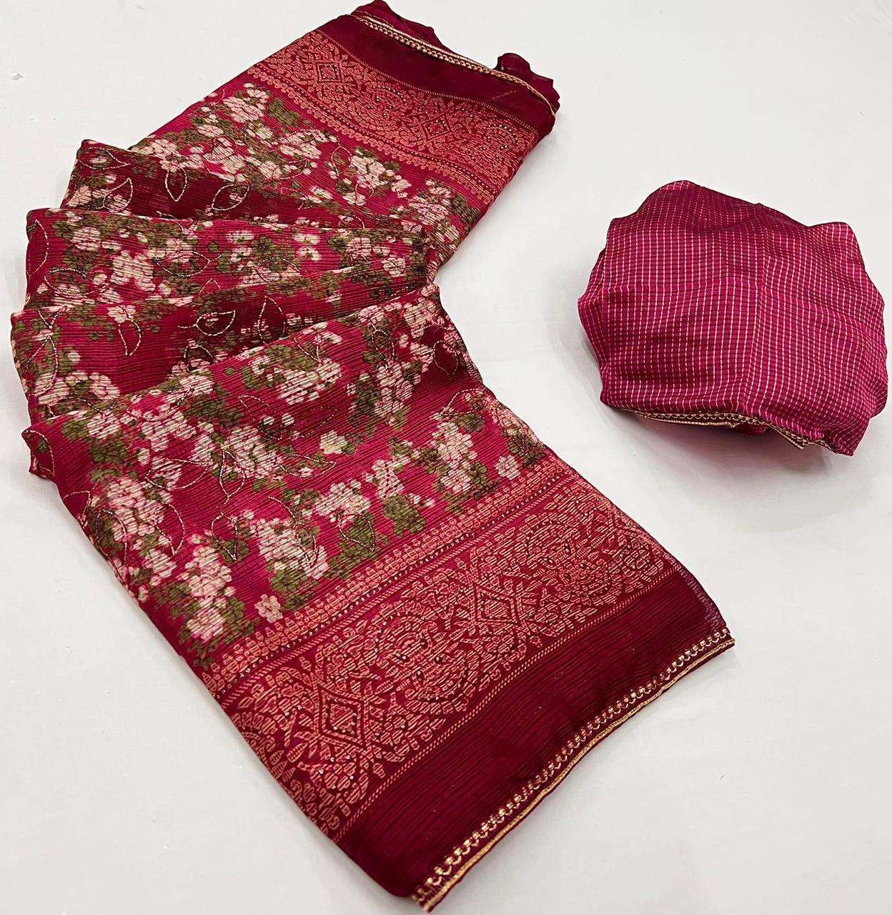Lt fabrics Kashvi creation Shine Crystal Moss with Swarovski...