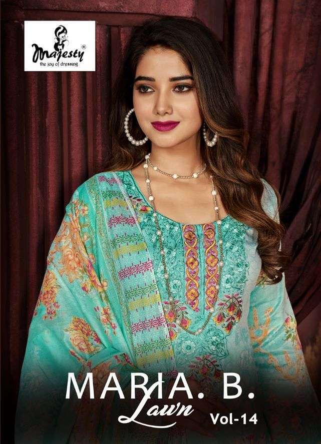 Majesty Maria B Lawn Vol 14 Jam cotton with printd Pakistani...