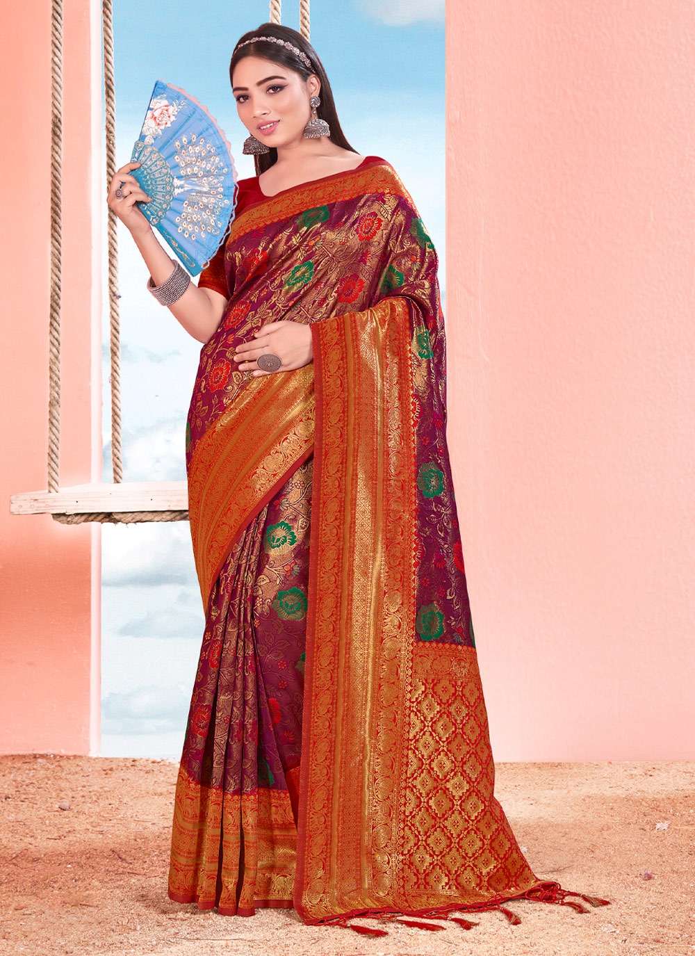 MANISHA Kanjivaram silk with weaving design saree collectio...