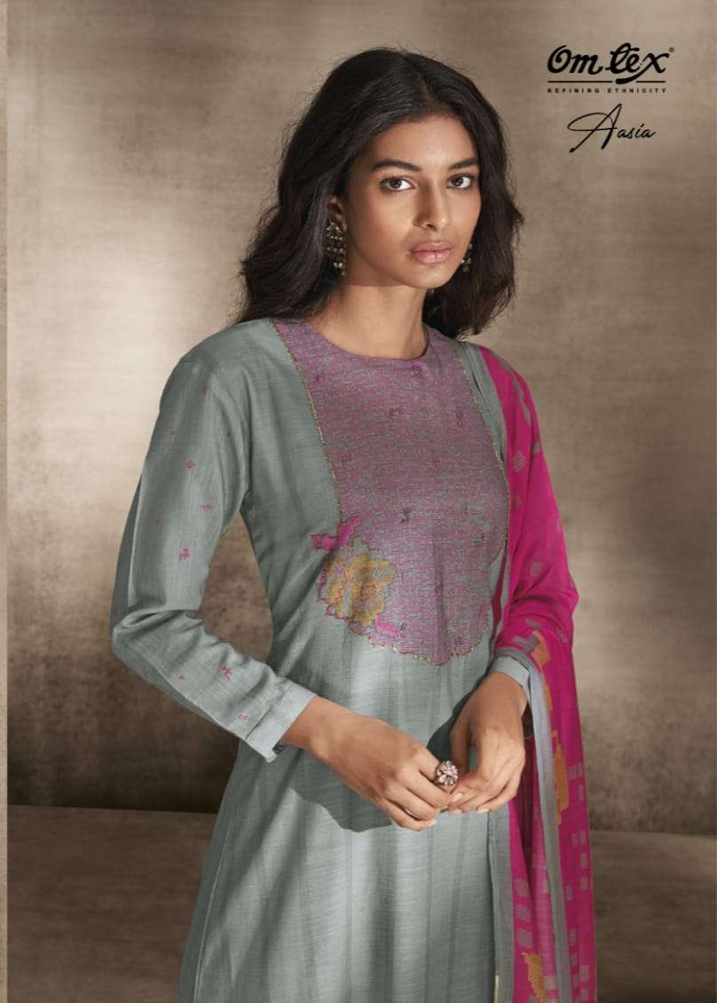 Om tex Aasia Muslin silk with digital Printed Dress material...