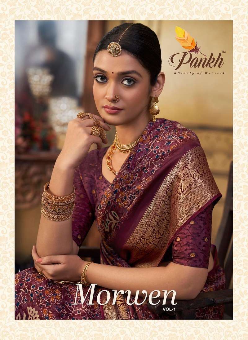 Pankh Creation morwen vol 1 Silk with weaving design saree S...