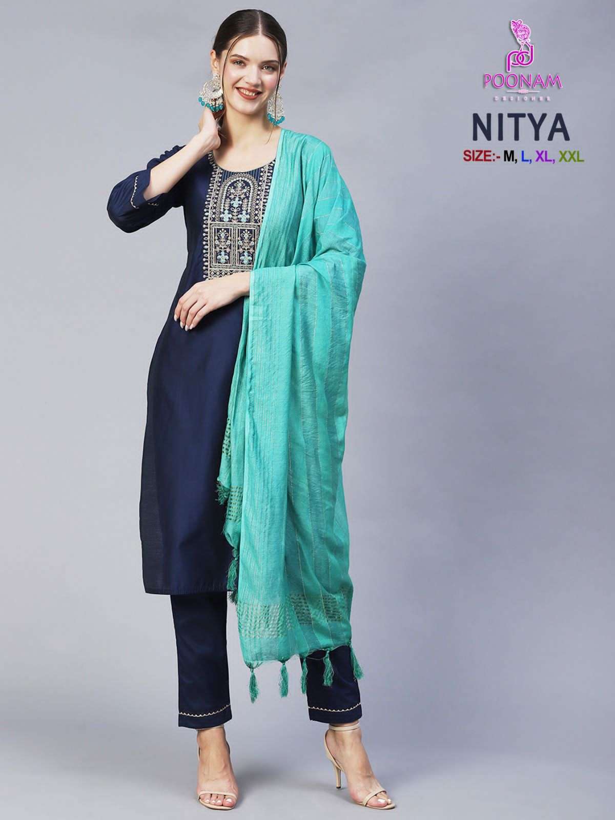 Poonam Designer Nitya Rayon with fancy Neck Work designer re...
