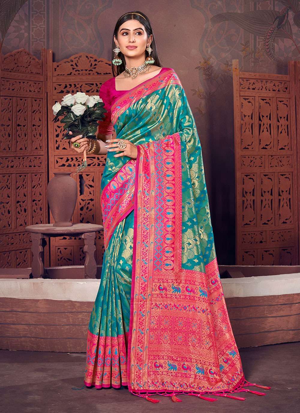 Rajshree Kanjivaram silk with Weaving Design Saree collectio...