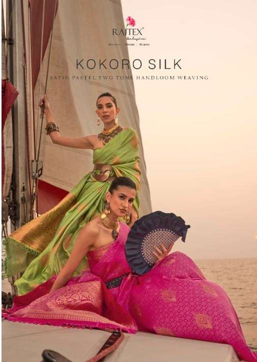 Rajtex Kokoro Handloom Silk with Two Tone Party wear look sa...