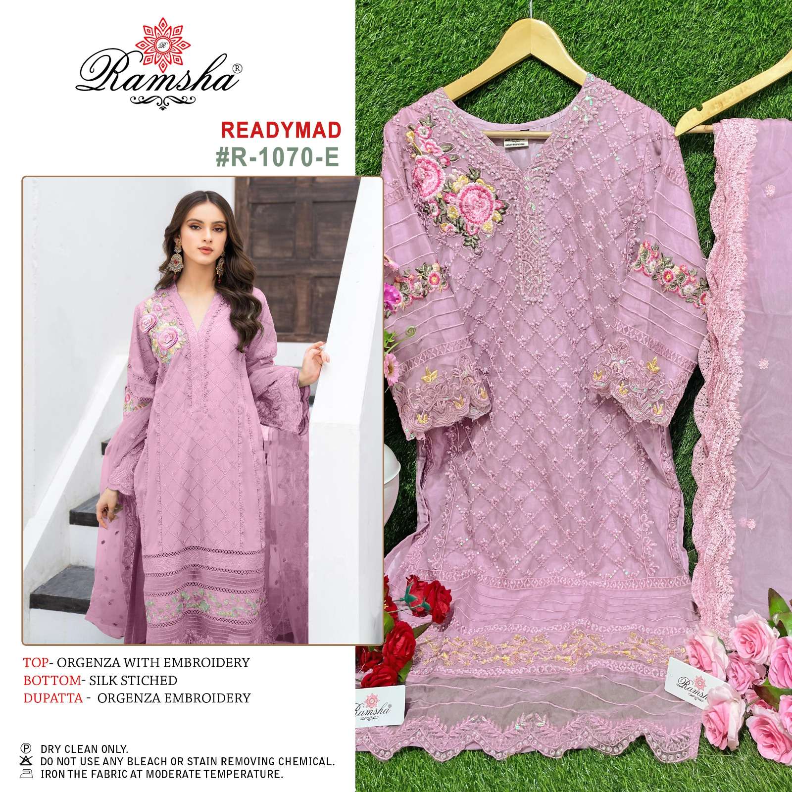 Ramsha 1070 Organza with Embroidery work Readytowear collect...