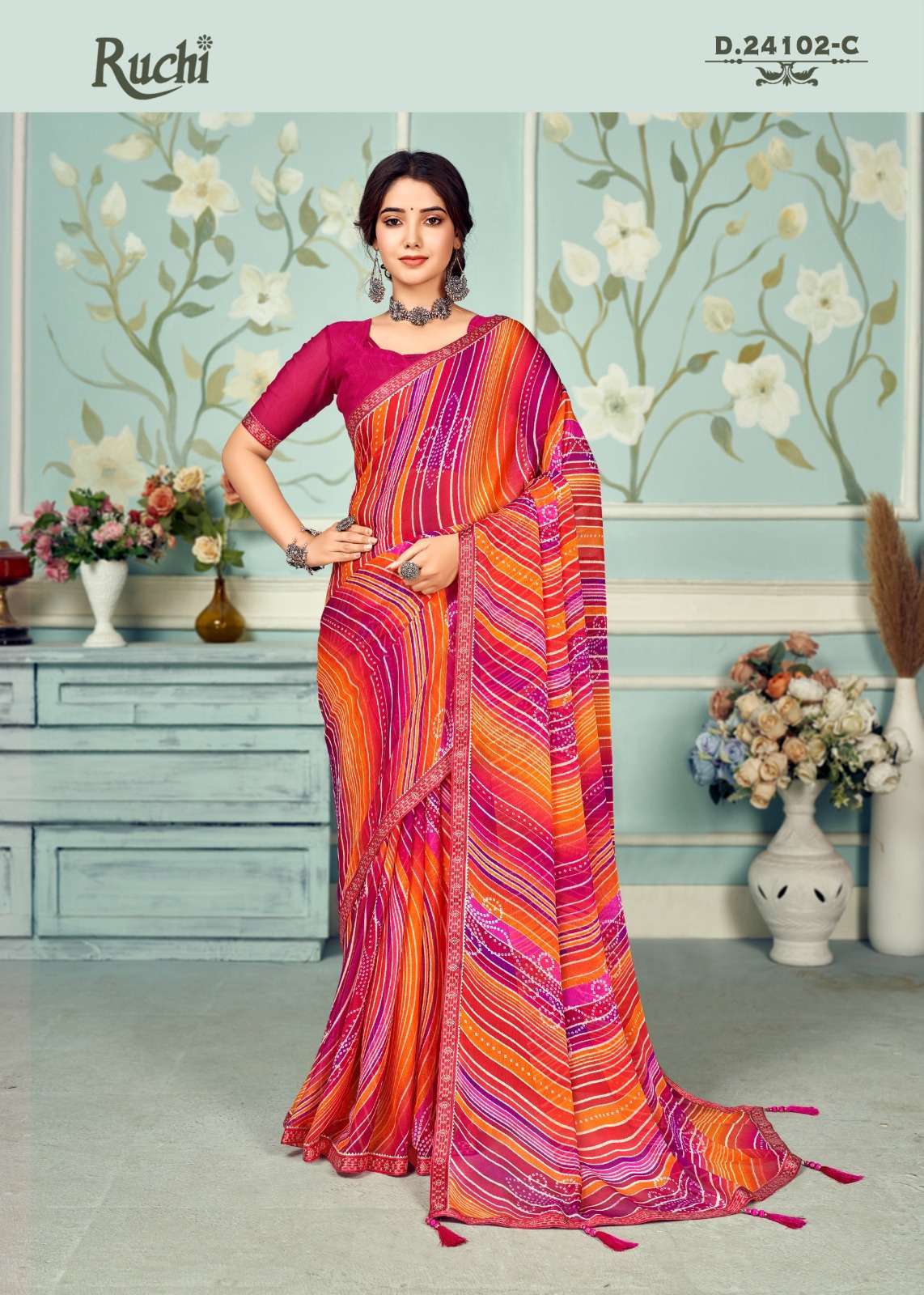 Ruchi dhun vol 4 Chiffon with fancy look saree collection