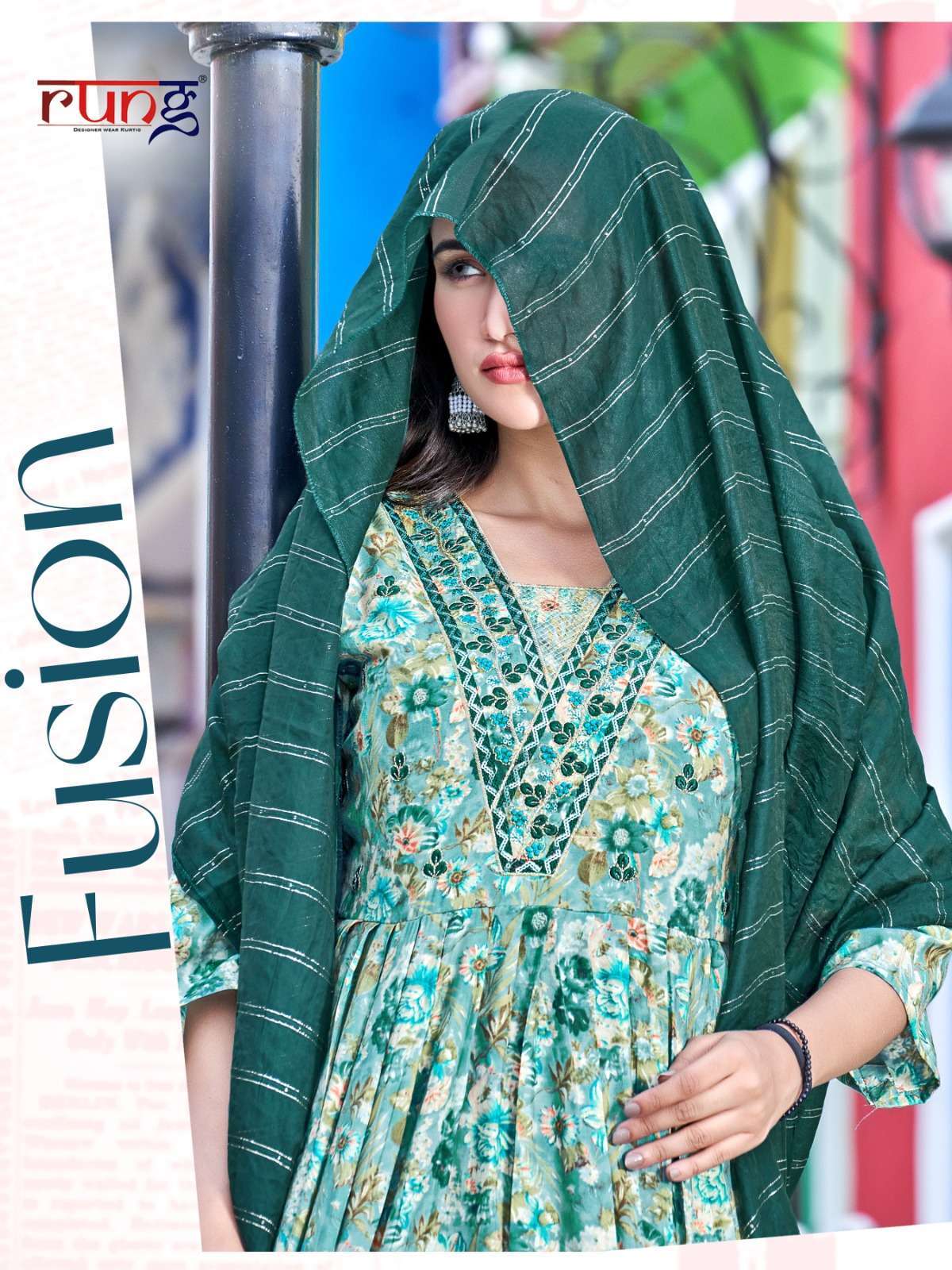 Rung Present Fusion Modal silk with festival look readymade ...