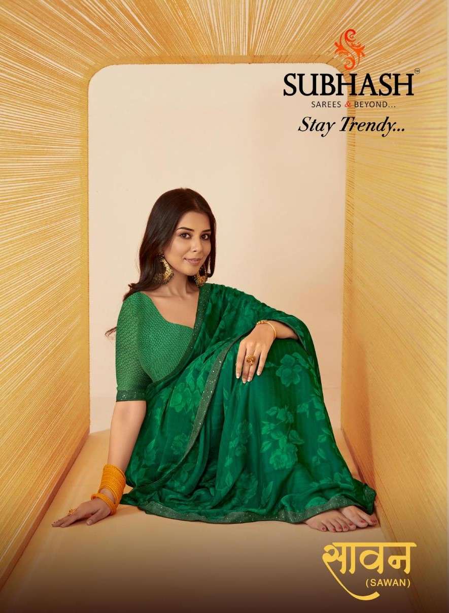 Subhash Fashion Sawan Green color with fancy Work Attech bor...