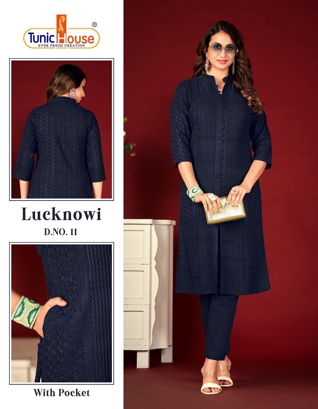 Tunic House Lucknowi Linning Viscose Rayon with fancy look  ...
