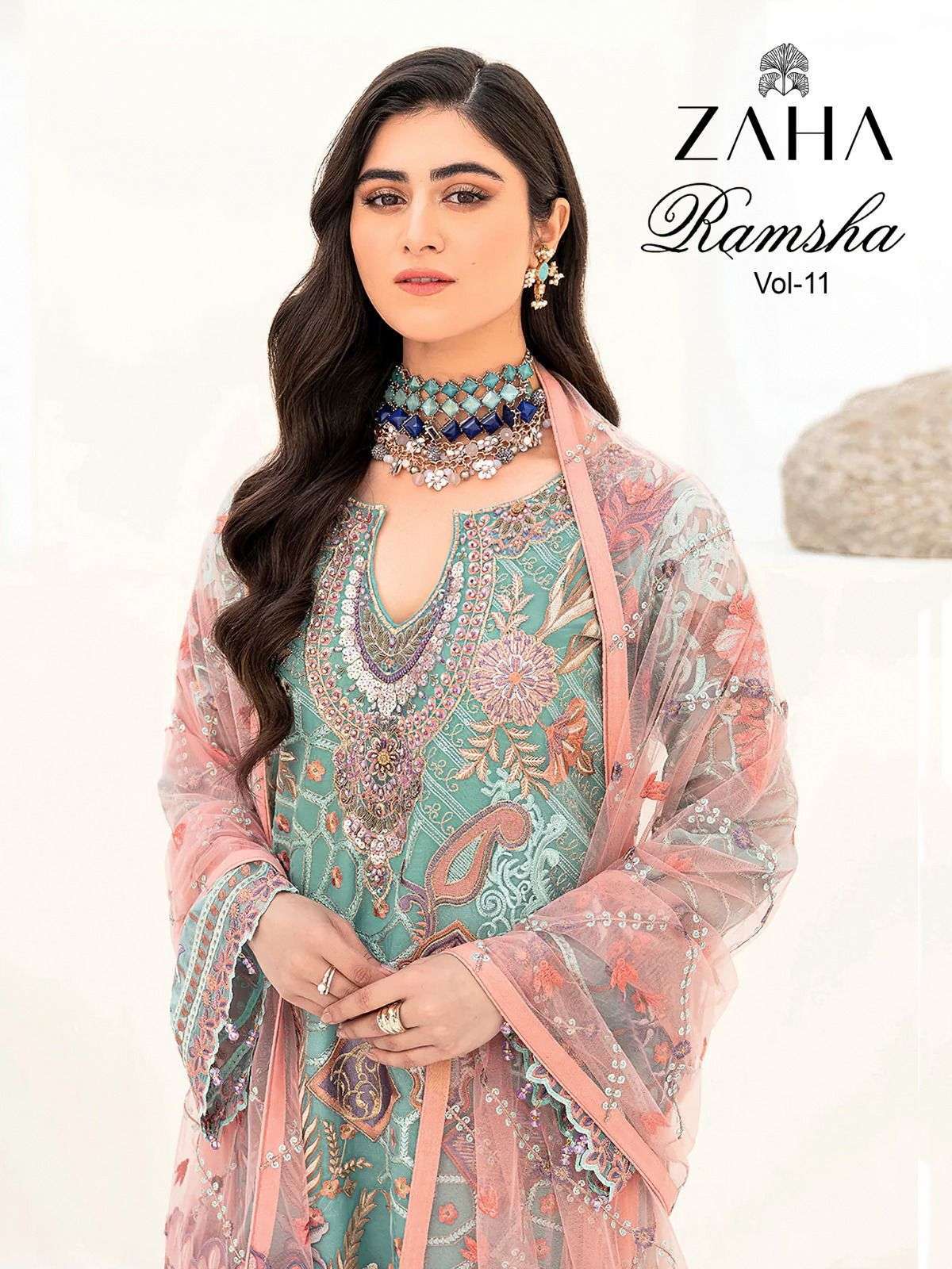 Zaha Ramsha vol 11 Georgette with Embroidery work Pakistani ...