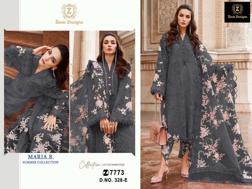 Ziaaz Design 328 Cotton with printed embroidery work pakista...