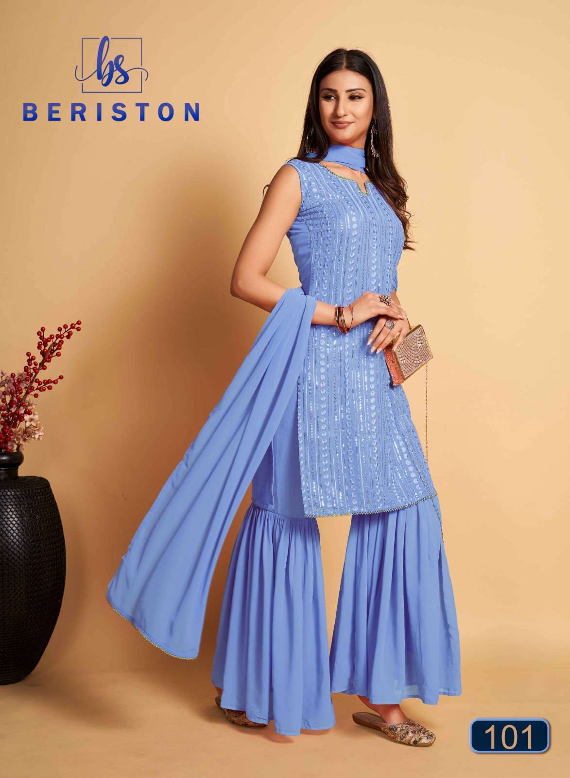 Beriston BS Vol 1 Georgette with fancy look top & Sharara co...