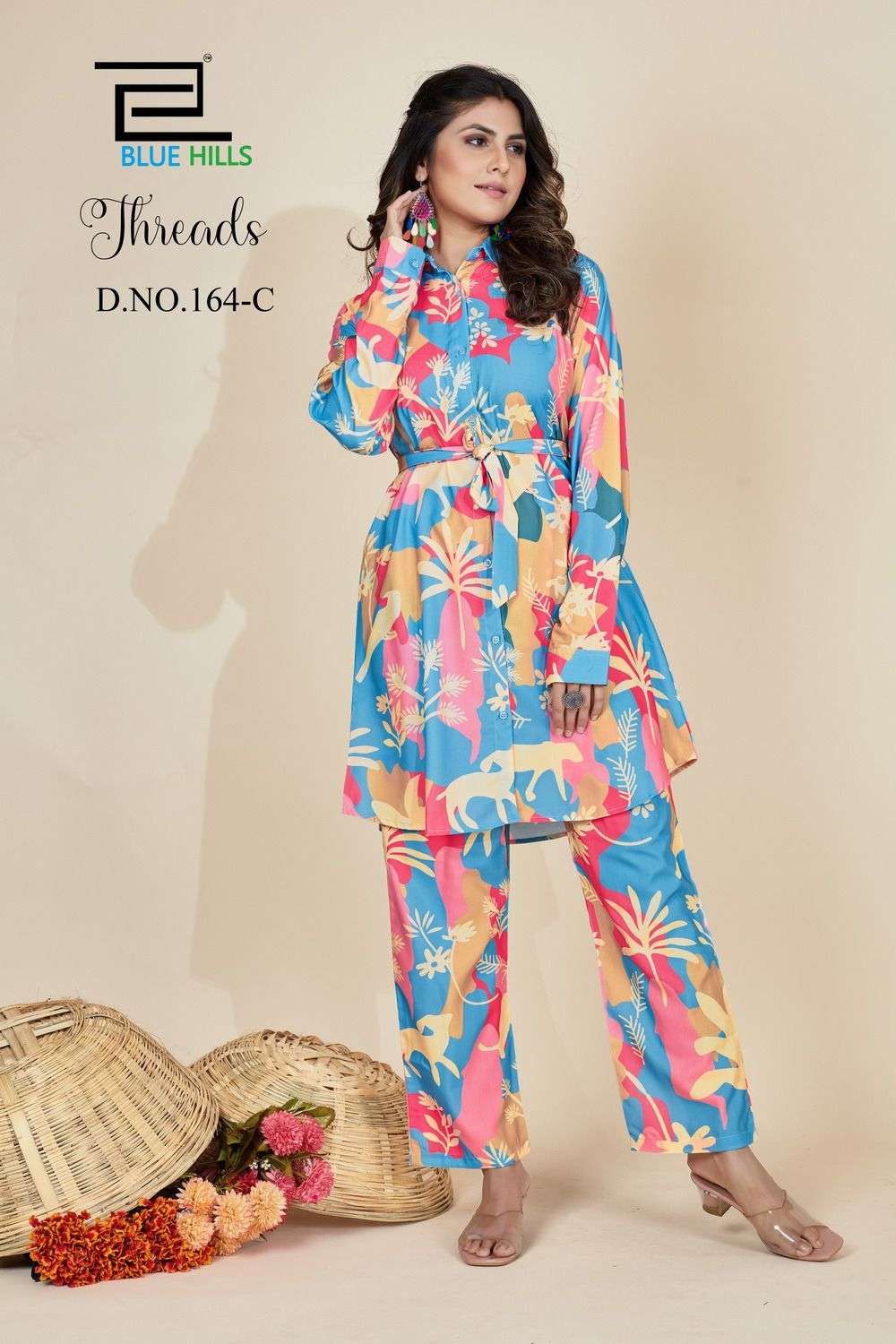 BLue hills Threads Rayon with fancy Printed  western styly T...