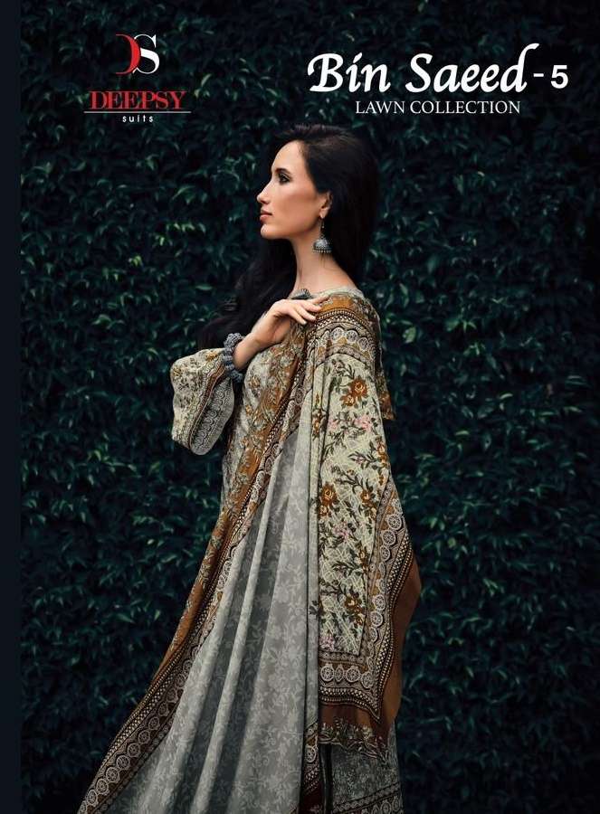 Deepsy suits Bin Saeed lawn vol 5 Cotton with Self Embroider...