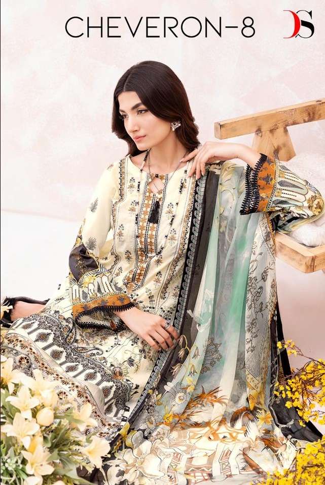 Deepsy Suits Cheveron lawn VOl 8 Cotton with Embroidery work...