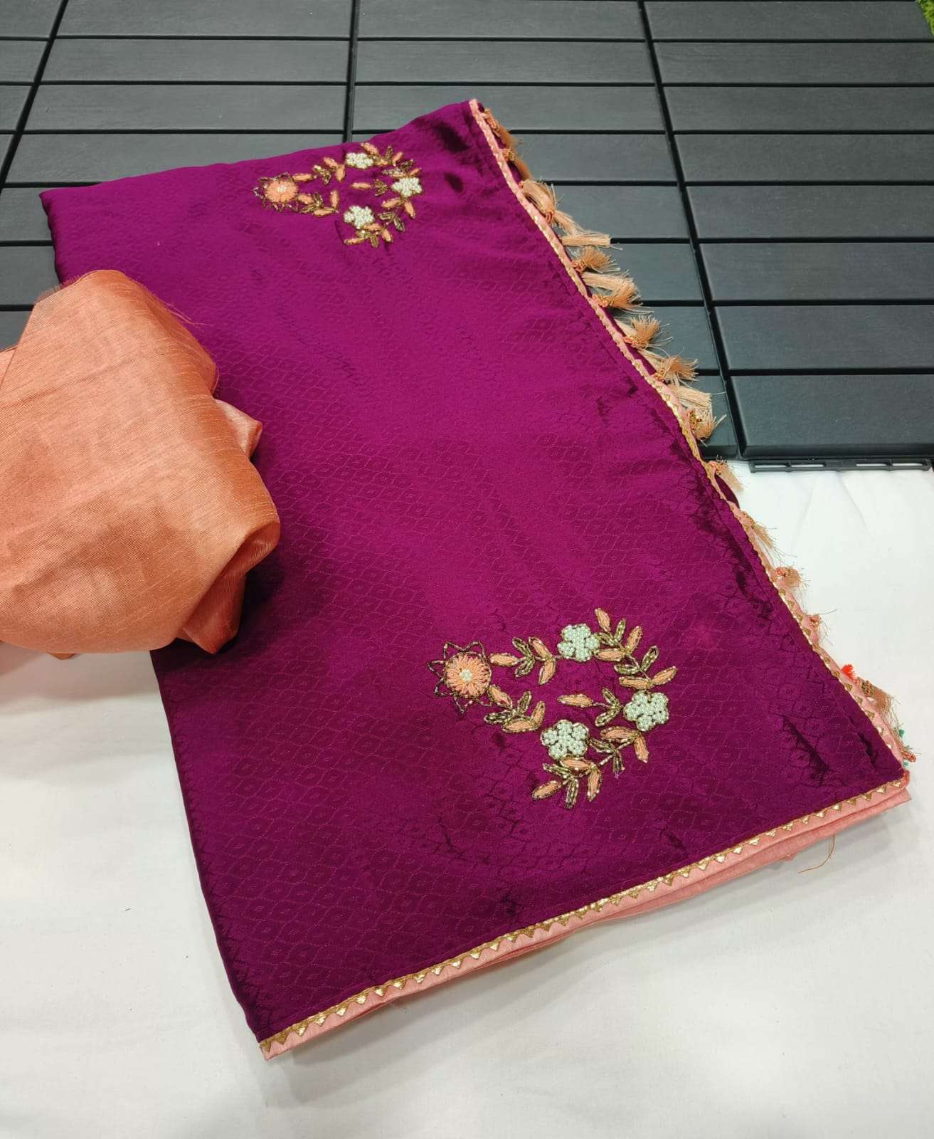 Festival Special Silk with Handwork Butti fancy look saree c...