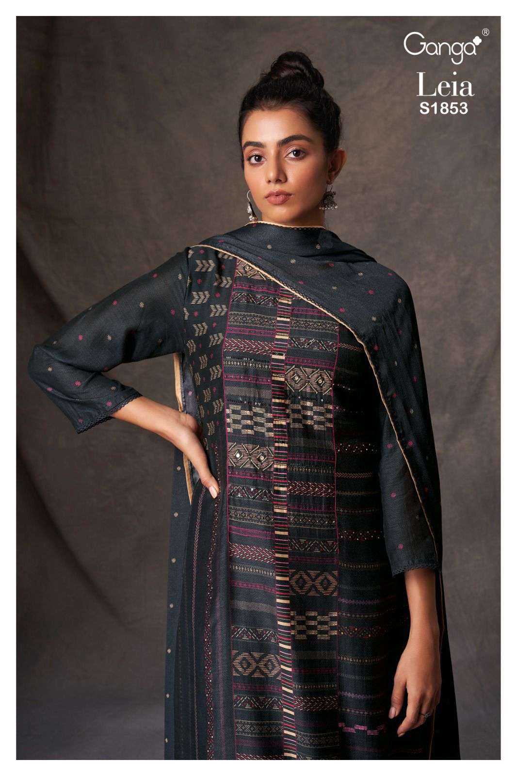 Ganga fashion LEIA 1853 Silk with printed handwork Festival ...