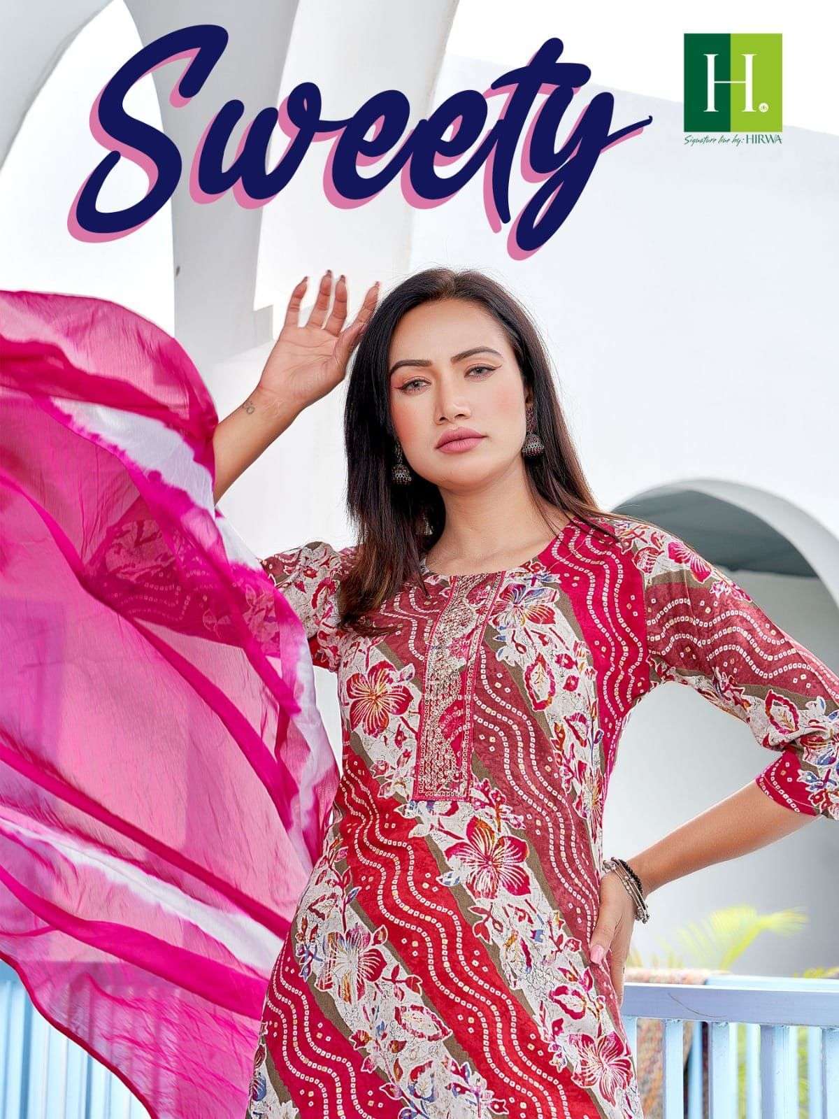 Hirwa Fashion Sweety Rayon with fancy Printed Readymade suit...