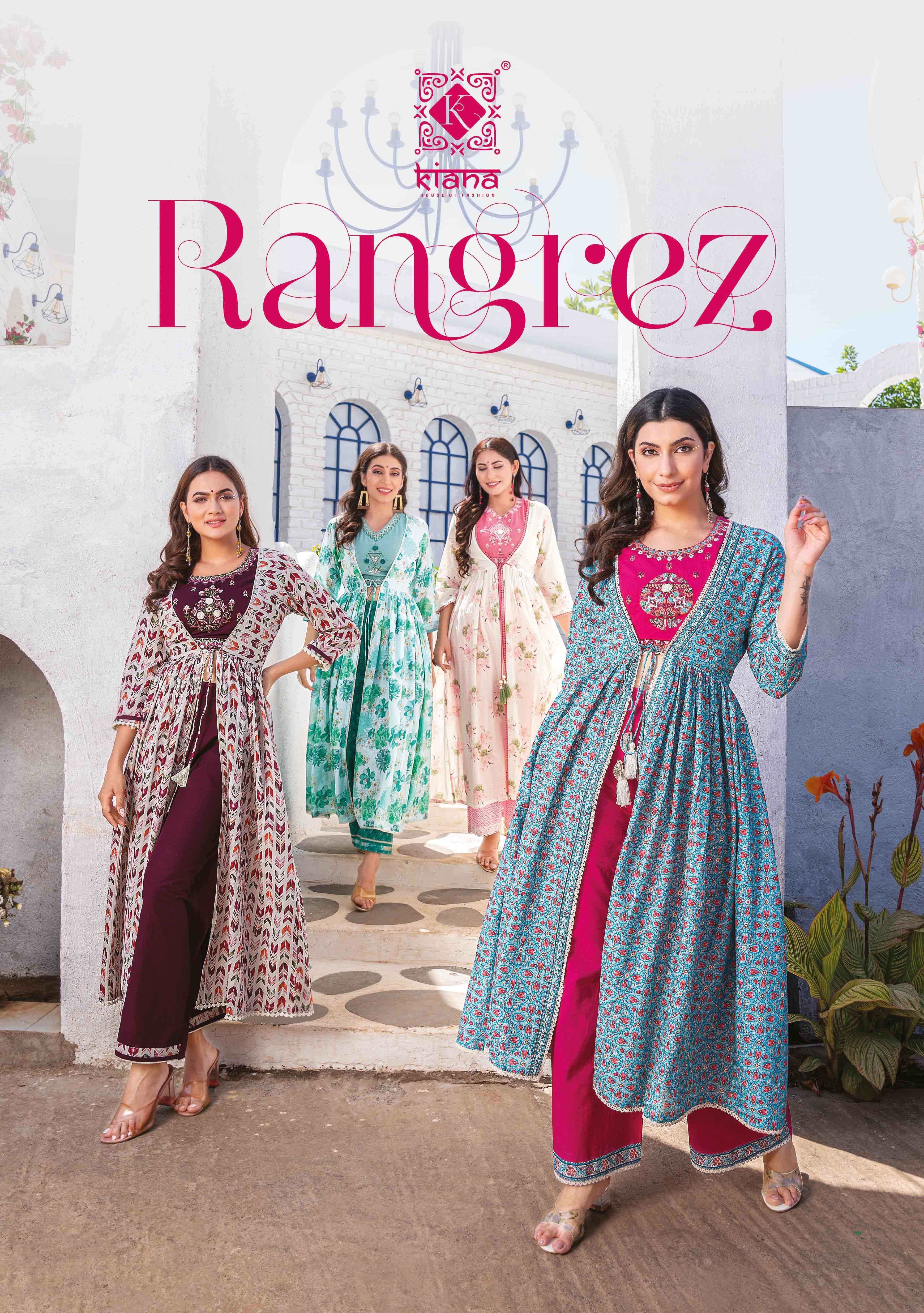 Kiana Rangrez Cotton with printed fancy Long Kurti collectio...