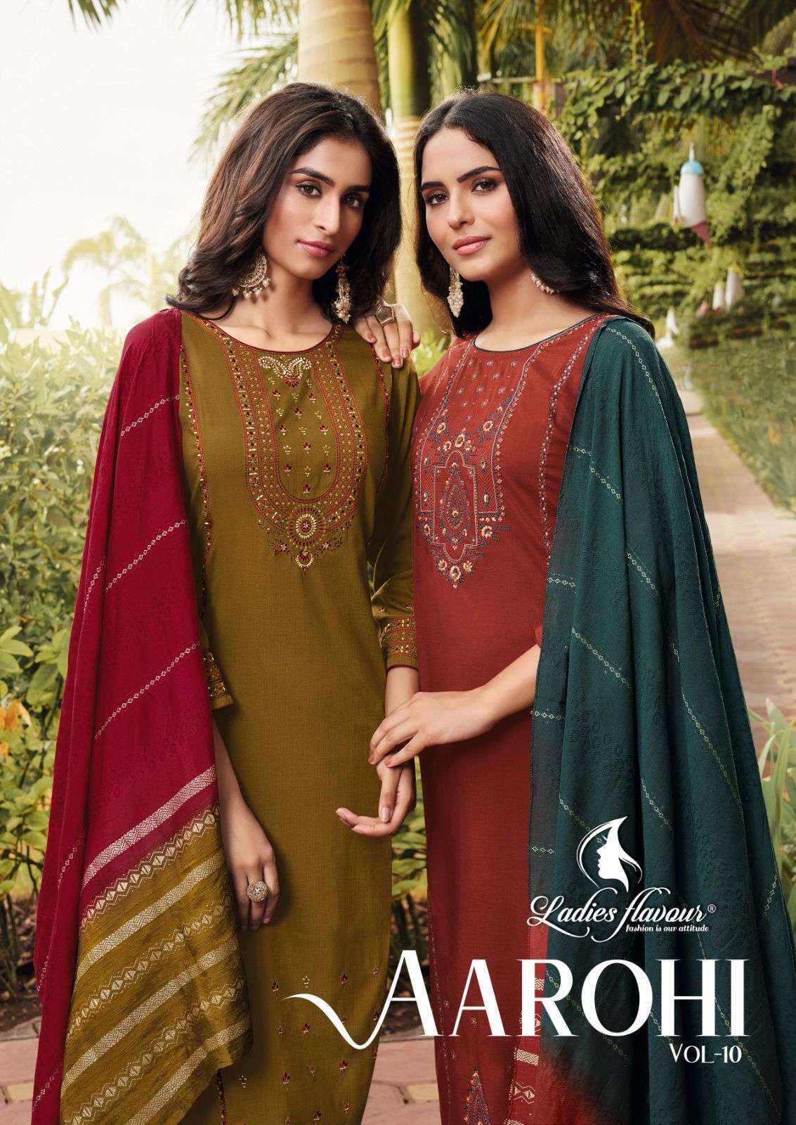 Ladies Flavour Aarohi vol 10 Chinon silk with fancy Handwork...