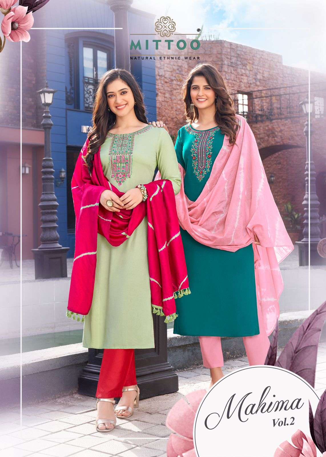 Mittoo Mahima vol 2 Rayon with fancy work readymade suits co...
