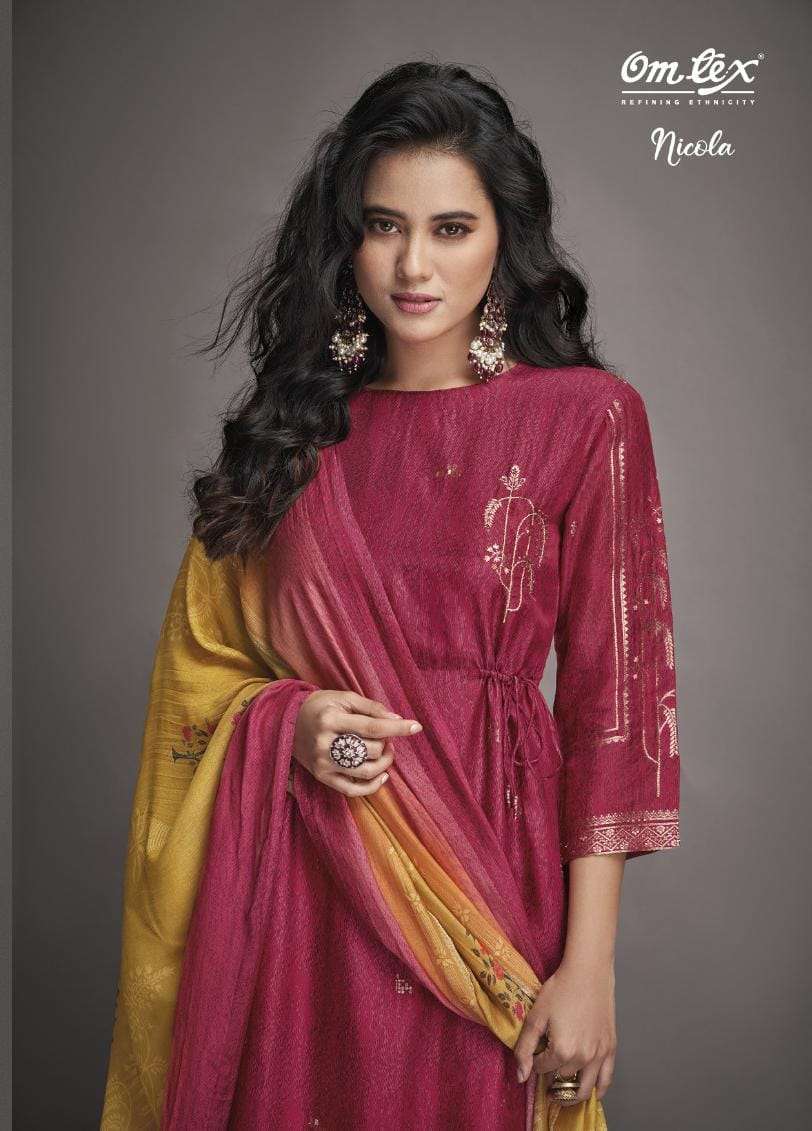 Om tex Nicola Silk with fancy look Dress Material collection