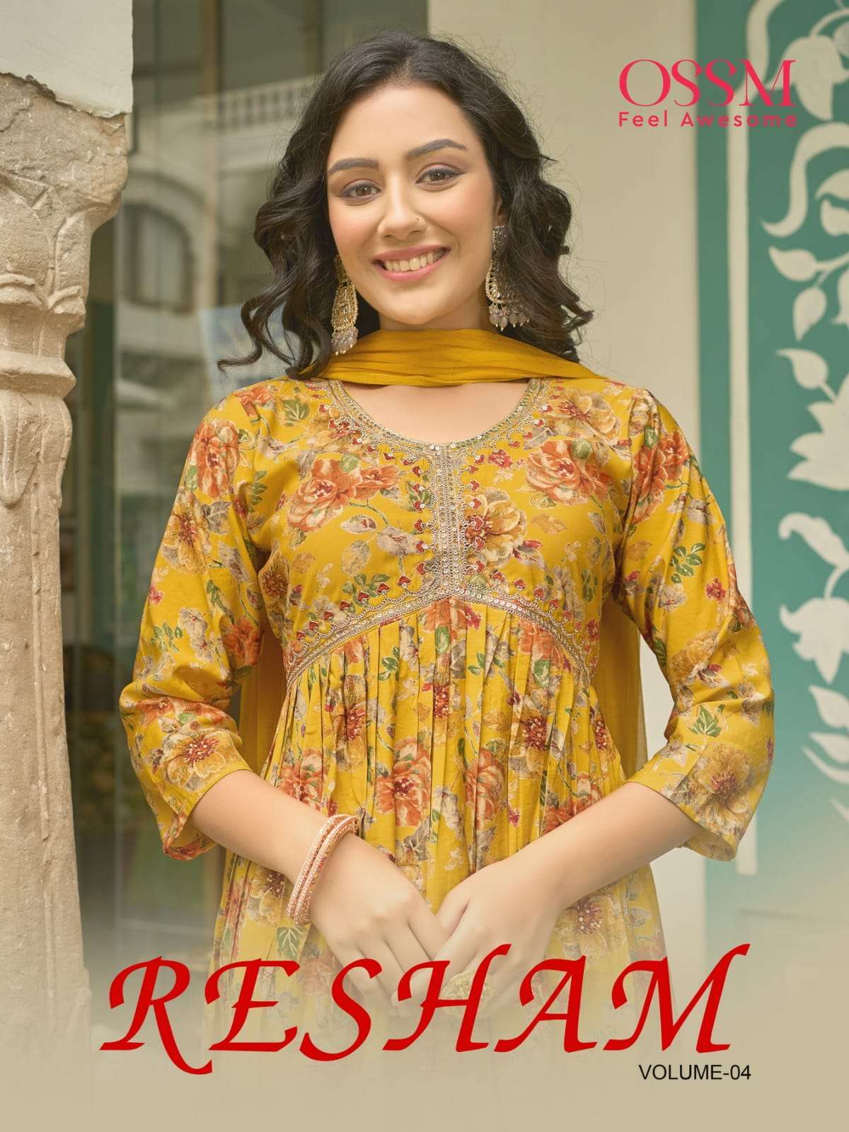 Ossm Resham Vol 4 Chanderi with fancy Printed Alia Cut ready...