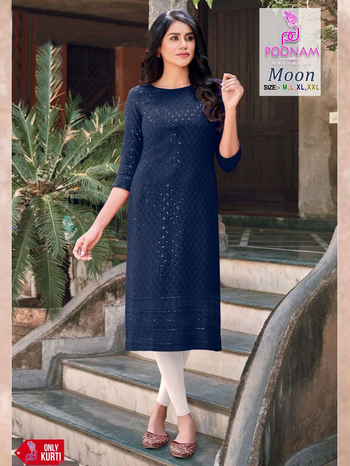 Poonam Designer Moon Rayon with fancy look kurti collection
