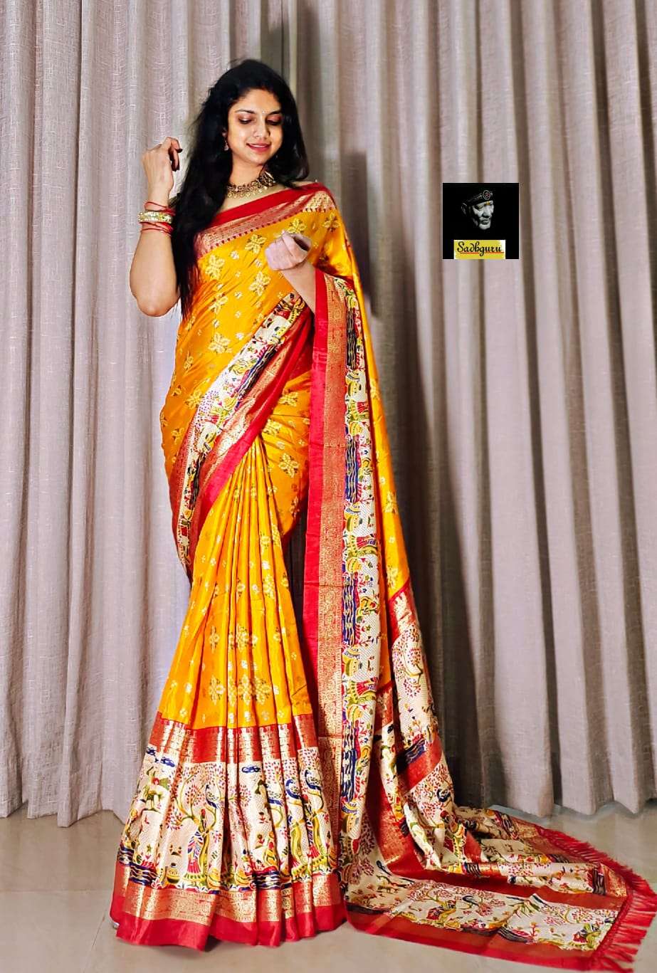 priya vol 17 dola silk with kalamkari silk printed saree col...