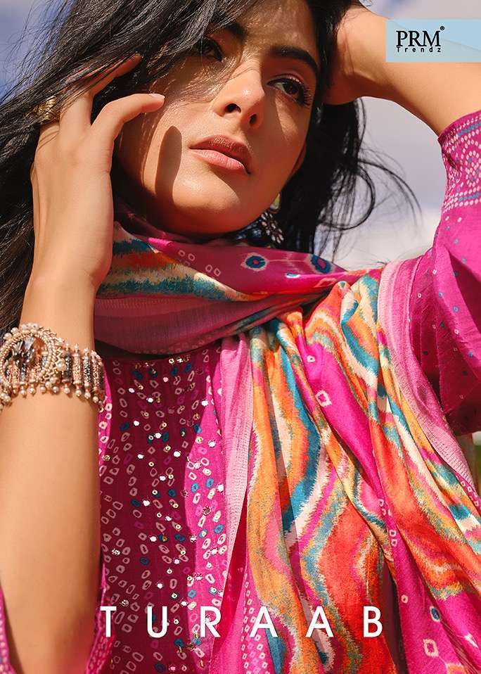 PRM Trends Turaab Muslin silk with Bandhani Printed Dress Ma...