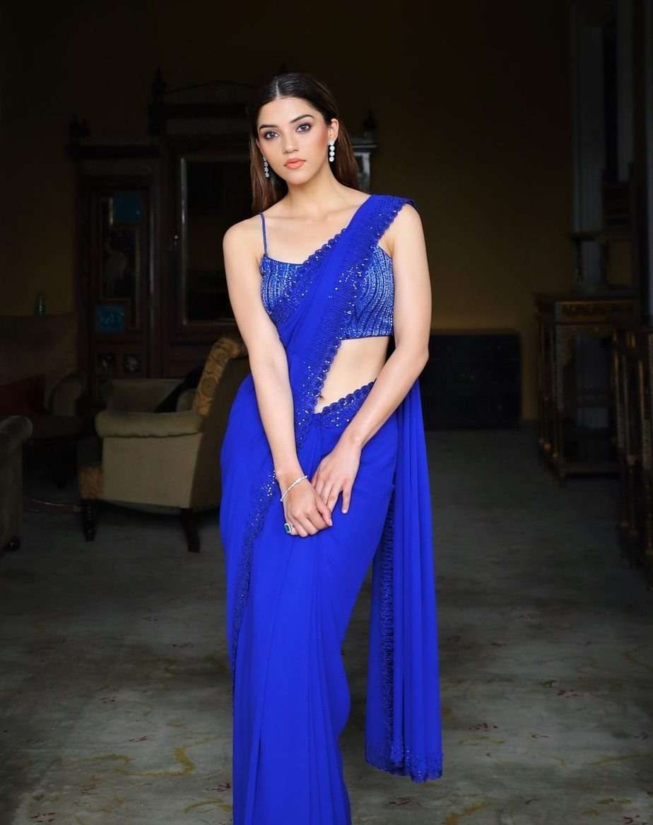 Royal blue color Georgette with  Sequence Work Party wear lo...
