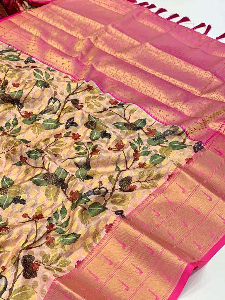 Royal Ethnic Style Organza silk with Digital Printed Wedding...