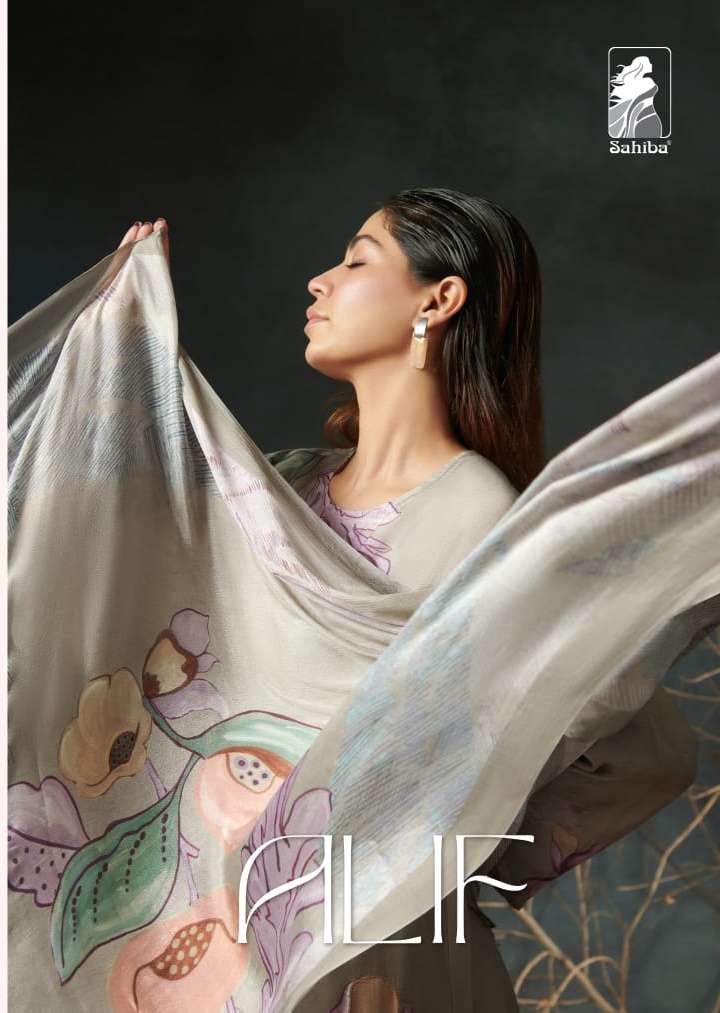 Sahiba Alif Muslin silk with digital Printed Dress material ...