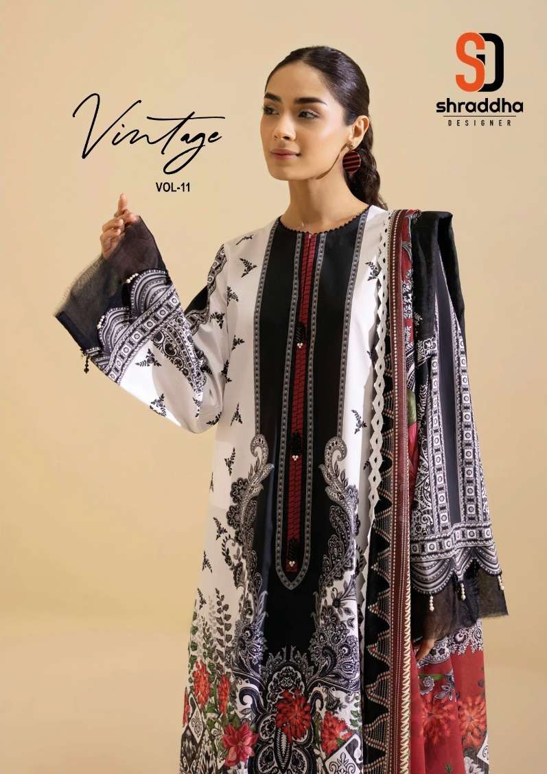 SHRADDHA DESIGNER Vintag vol 11 Lawn cotton with fancy look ...