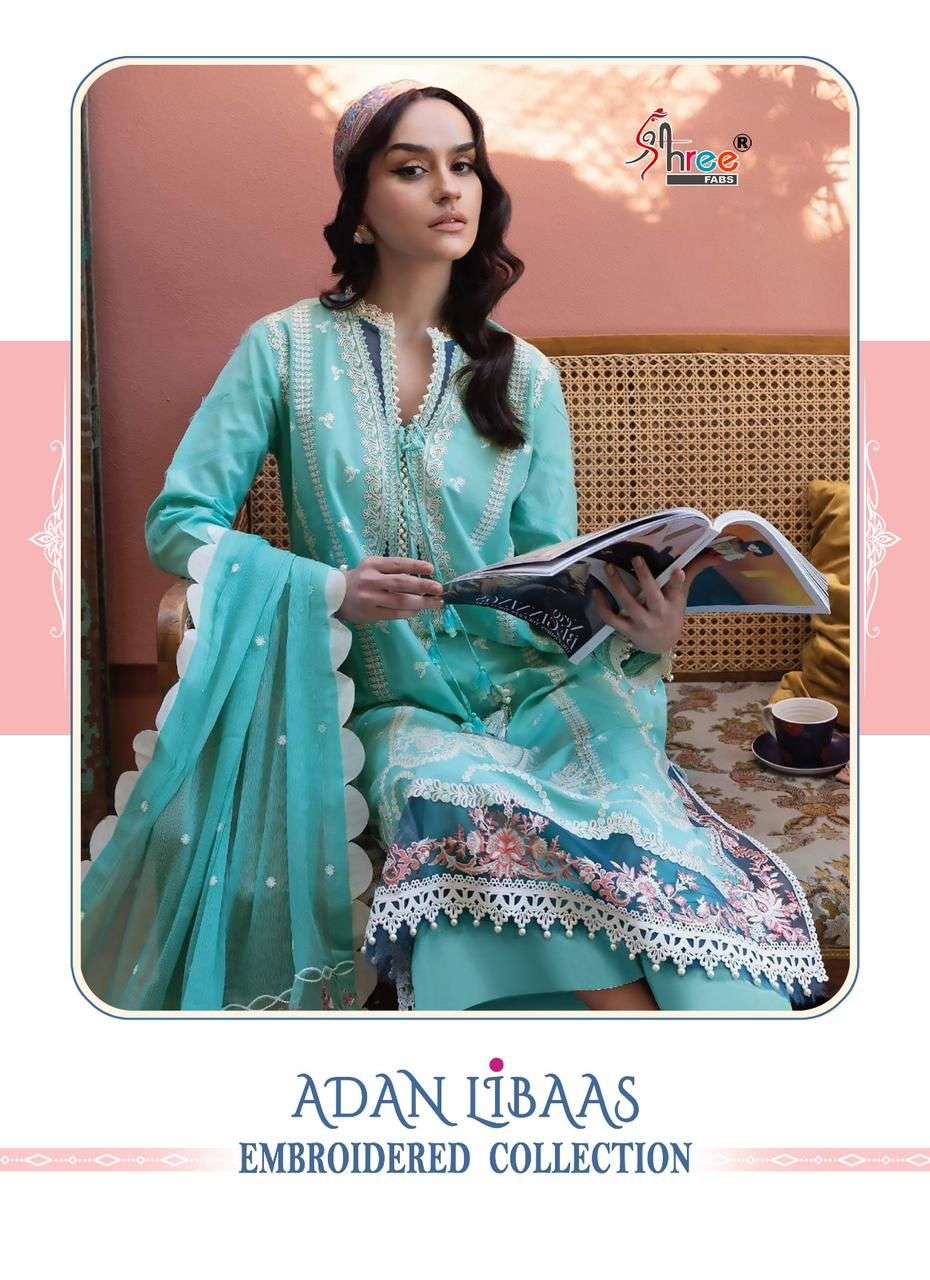 Shree fabs Adaan Libaas Embroidered Collection cotton with p...