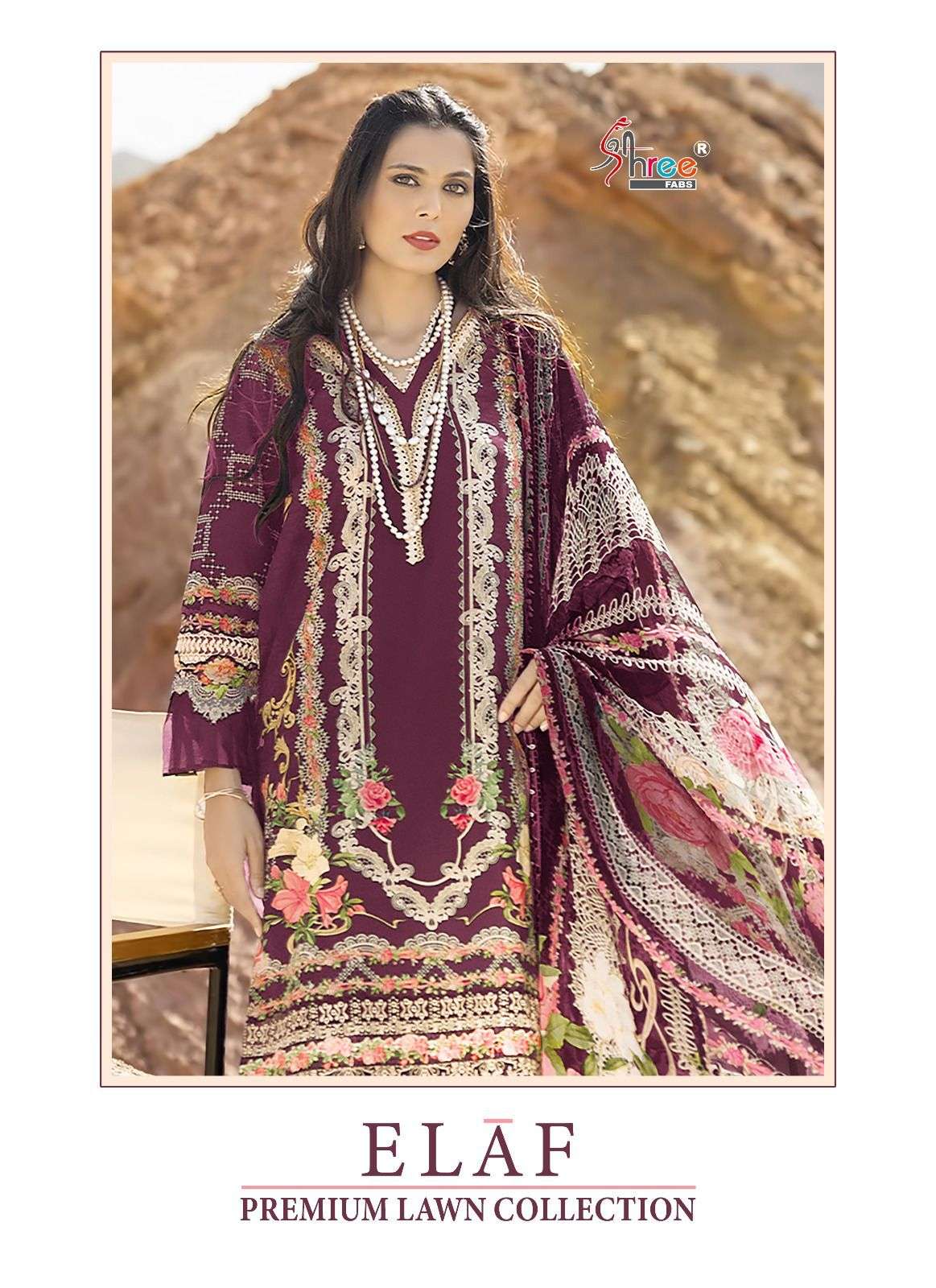 Shree fabs ELAF PREMIUM LAWN COLLECTION Cotton with Embroide...
