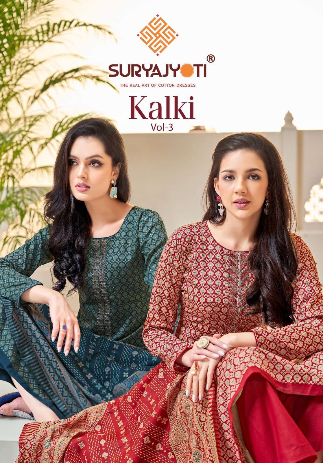 Suryajyoti Kalki vol  3 Jam Satin with fancy Printed Dress M...