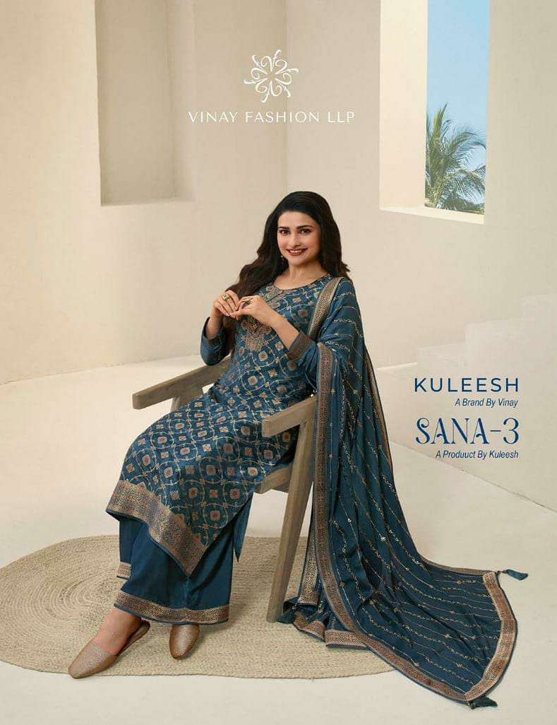 Vinay fashion Kuleesh Sana Vol 3 Dola Jacquard with Embroide...